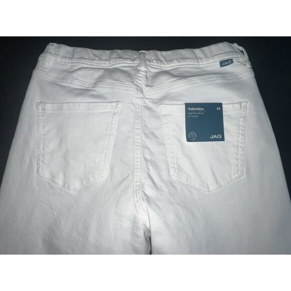 NEW JAG JEANS White Stretch Denim High Rise Pull On Skinny Ankle Sz 14 Waist 34" - Picture 5 of 15